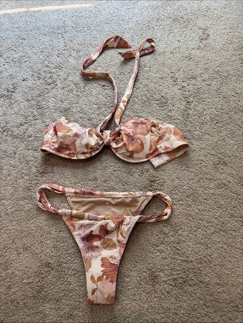 Shade & Shore Floral Bikini Set - Pink, Cream & Brown